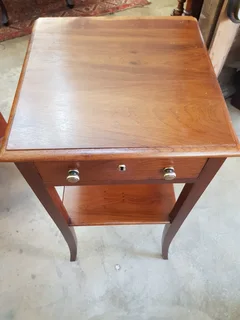 Edwardian 2-Tier Lamp Side Table with useful Drawer.