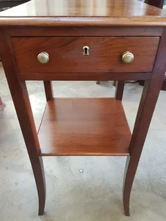 Edwardian 2-Tier Lamp Side Table with useful Drawer.