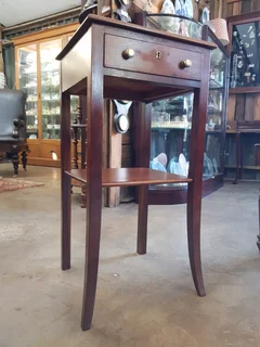 Edwardian 2-Tier Lamp Side Table with useful Drawer.