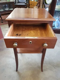Edwardian 2-Tier Lamp Side Table with useful Drawer.
