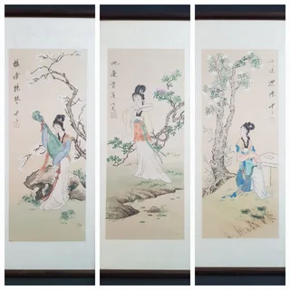Asian Art Silk Paintings (X3) Originals.