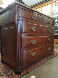 French Oak Marble-Top Commode ~ Circa 1920