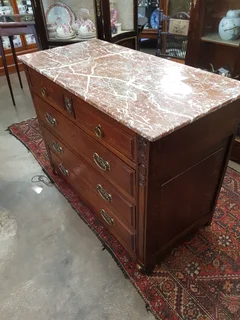 French Oak Marble-Top Commode ~ Circa 1920