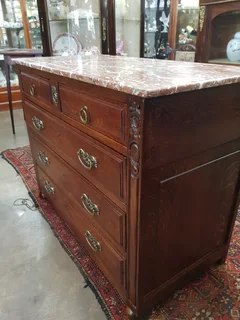 French Oak Marble-Top Commode ~ Circa 1920