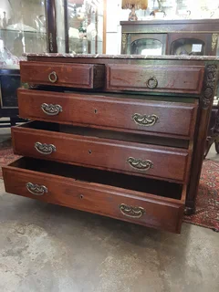 French Oak Marble-Top Commode ~ Circa 1920