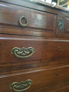 French Oak Marble-Top Commode ~ Circa 1920