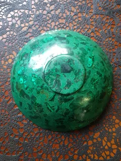 Elegant Vintage Bowl with Rich Malachite.
