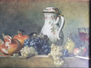 Still Life with Grapes and Pomegranates Oil Painting.