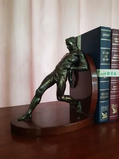 ART DECO SPELTER BOOKENDS.