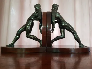 ART DECO SPELTER BOOKENDS.