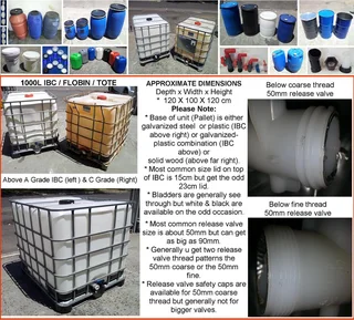 DRUMS - Plastic, Steel, Buckets, IBC&#39;s, Tanks, Kegs, 1000L &amp; Grey Water Systems