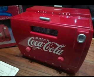 Vintage Coca Cola Mini Fridge Radio Tape