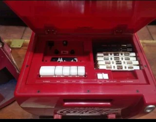 Vintage Coca Cola Mini Fridge Radio Tape