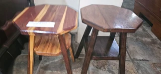2 x Kiaat Octagonal Craft Side Tables EACH