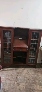 Teak Leadlight Bureau-bookcase