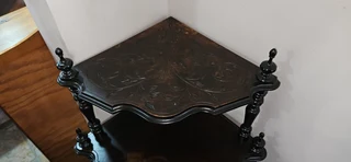 Victorian Ebonized Poplar Corner Whatnot
