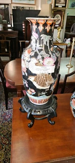 Satsuma Oriental Vase on Stand