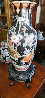Satsuma Oriental Vase on Stand