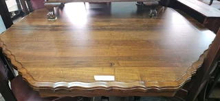 Imbuia Octagonal Dining Table &#43; 6 x Edwardian Mahogany Carved Chairs