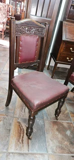 Imbuia Octagonal Dining Table &#43; 6 x Edwardian Mahogany Carved Chairs