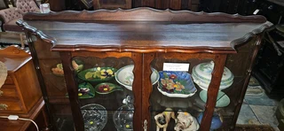 Imbuia Trapezoid Display Cabinet