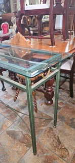 Wrought-iron Glass-top Server Table