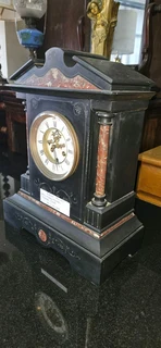 19thC Slate and Marble Mantle Clock
