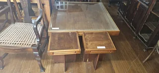 Retro Walnut and Finish Coffee Table + 2 x Side Tables