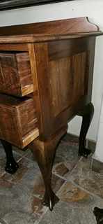 Kiaat Ball and Claw 5-drawer Desk and Imbuia Stool