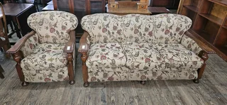 Teak Antique 3-seater Sofa + Armchair