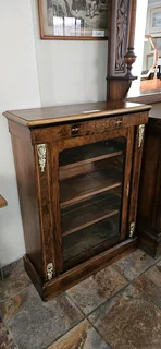 19thC French Walnut Inlaid Display Cabinet