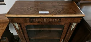 19thC French Walnut Inlaid Display Cabinet