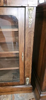 19thC French Walnut Inlaid Display Cabinet