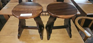 2 x Imbuia Milkmaid Side Tables EACH