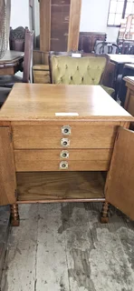 Oak Bobbin Canteen Cabinet
