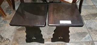 2 x Imbuia Square Milkmaid Side Tables EACH