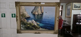 Guido Odierna Seascape of Capri: Oil on Canvas