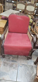 1 x Imbuia Rattan-paneled Armchair
