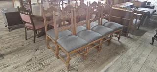 8 x Oak Carved Dining Chairs EACH