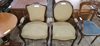 2 x French Style Mahogany Armchairs EACH