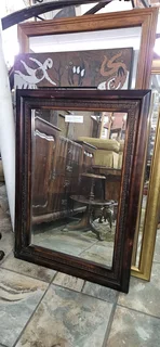 Mahogany Finish Wooden Framed Beveled Mirror