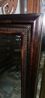 Mahogany Finish Wooden Framed Beveled Mirror