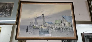 Oil Seascape Boats in the Harbor