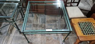 Wrought-iron Glass-top Coffee Table