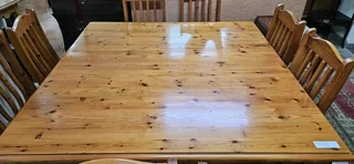 Oregon Pine Square 8-seater Table ➕️ 8 x Chairs