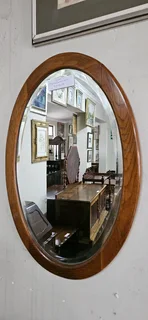 1x Oak Oval Mirror