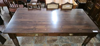 Yellowwood and Oregon Pine 2-drawer Table #2