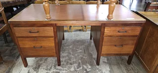 Mid-century Mahogany Leather-top Desk
