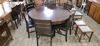 6 x Acacia Wood Ebonized Dining Chairs EACH