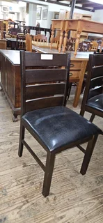 6 x Acacia Wood Ebonized Dining Chairs EACH